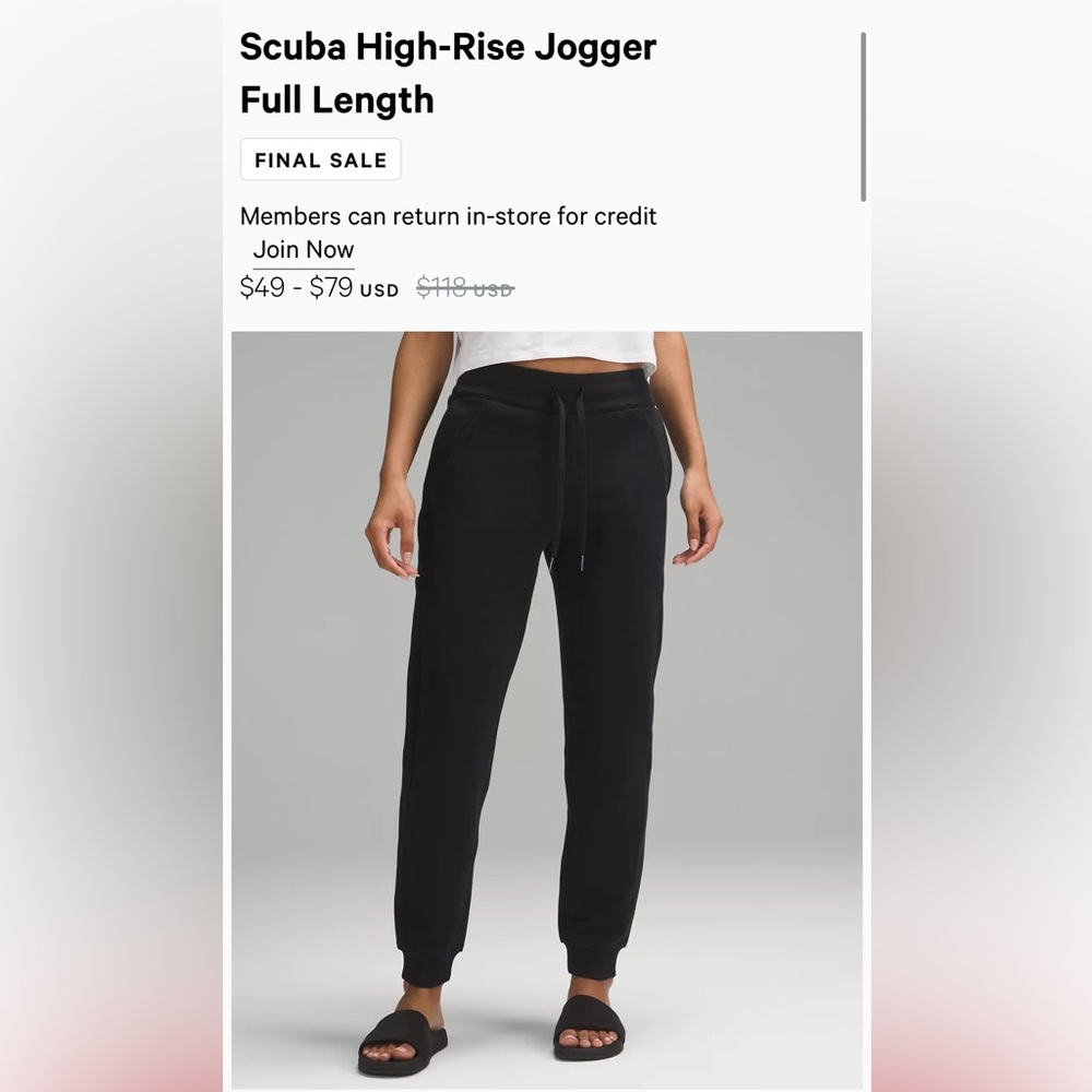 NWOT Lululemon Scuba High Rise Full Length Jogger